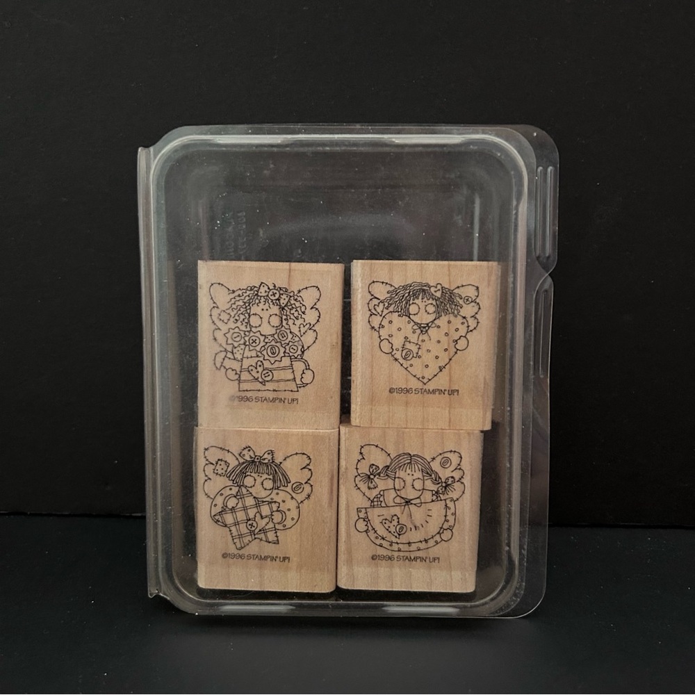 Stampin’ up! 4 pcs 1996 GARDEN ANGELS wood stamps